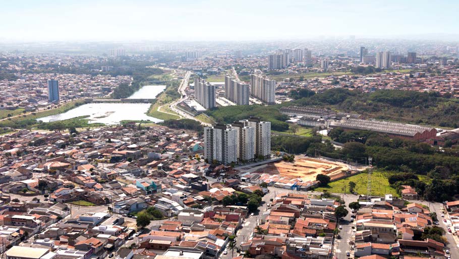 Vista aérea da região do Lago da Fé em Hortolândia